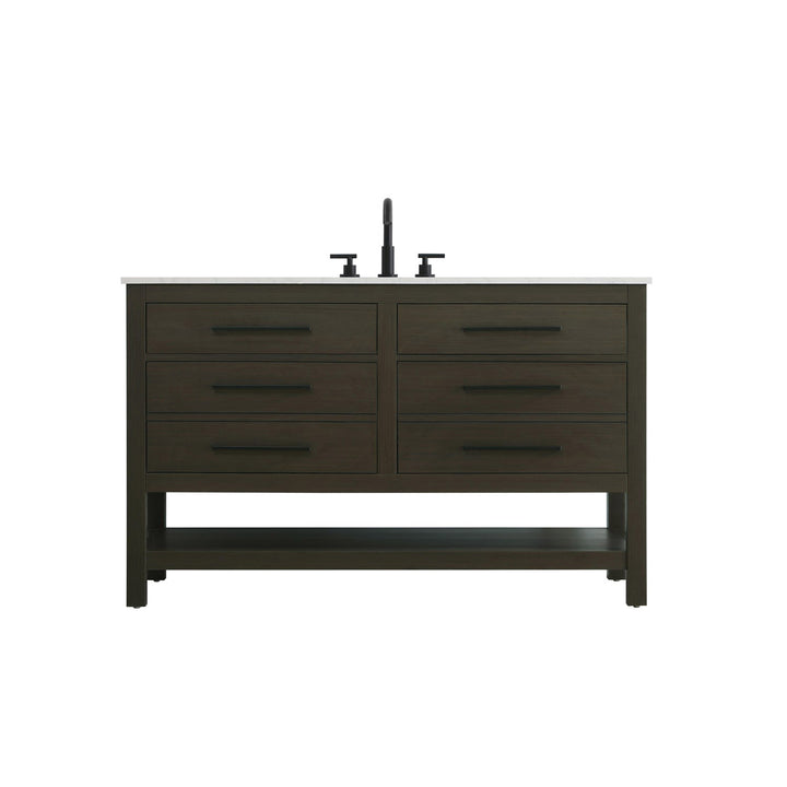 54 Inch Single Bathroom Vanity In Mocha Brown - View 3 - Joshua Marshal