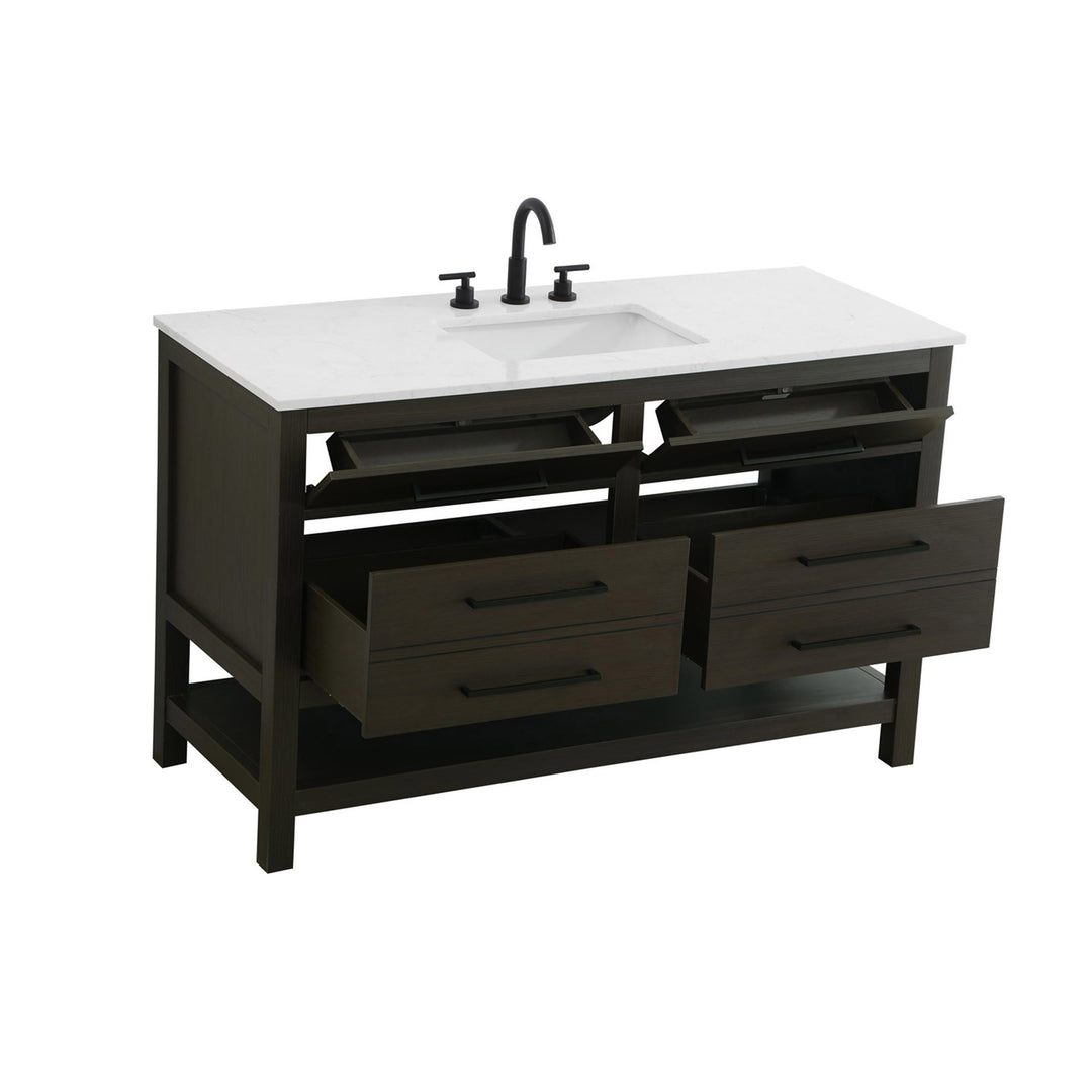 54 Inch Single Bathroom Vanity In Mocha Brown - View 4 - Joshua Marshal