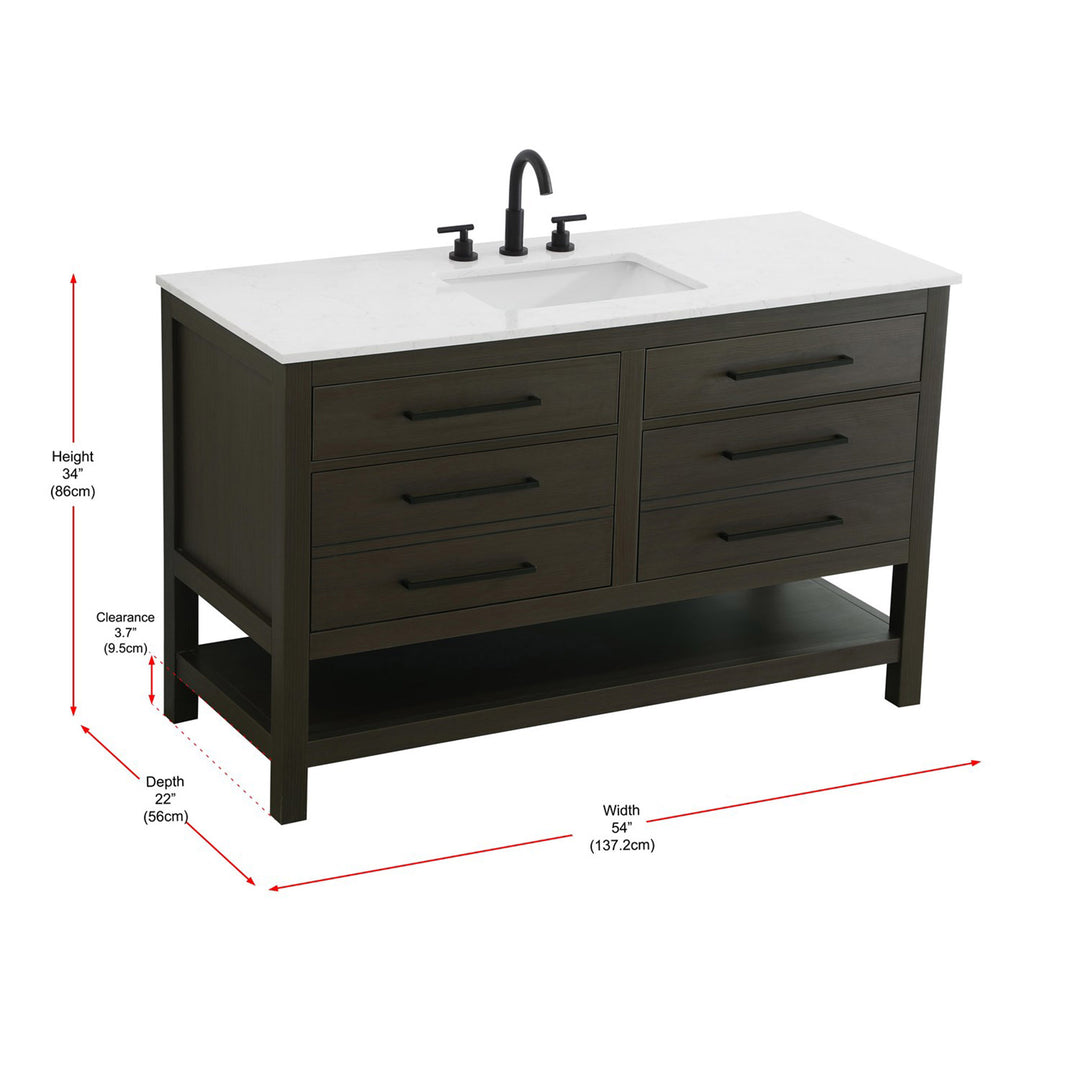54 Inch Single Bathroom Vanity In Mocha Brown - View 5 - Joshua Marshal