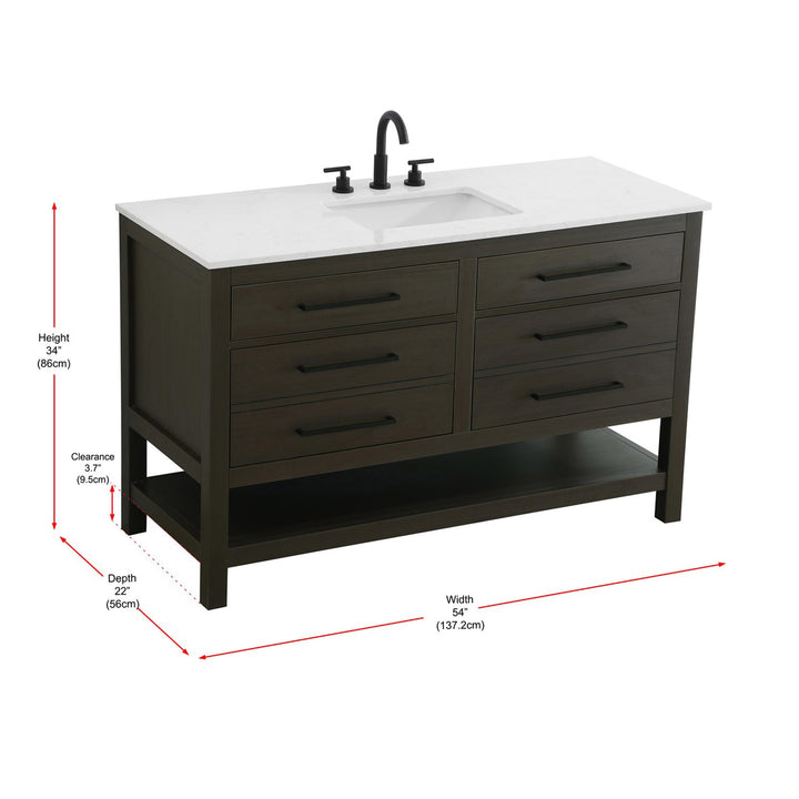 54 Inch Single Bathroom Vanity In Mocha Brown - View 5 - Joshua Marshal