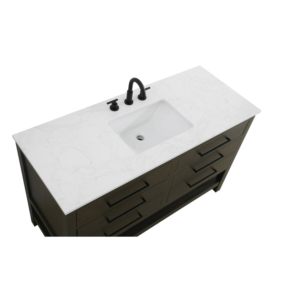 54 Inch Single Bathroom Vanity In Mocha Brown - View 6 - Joshua Marshal