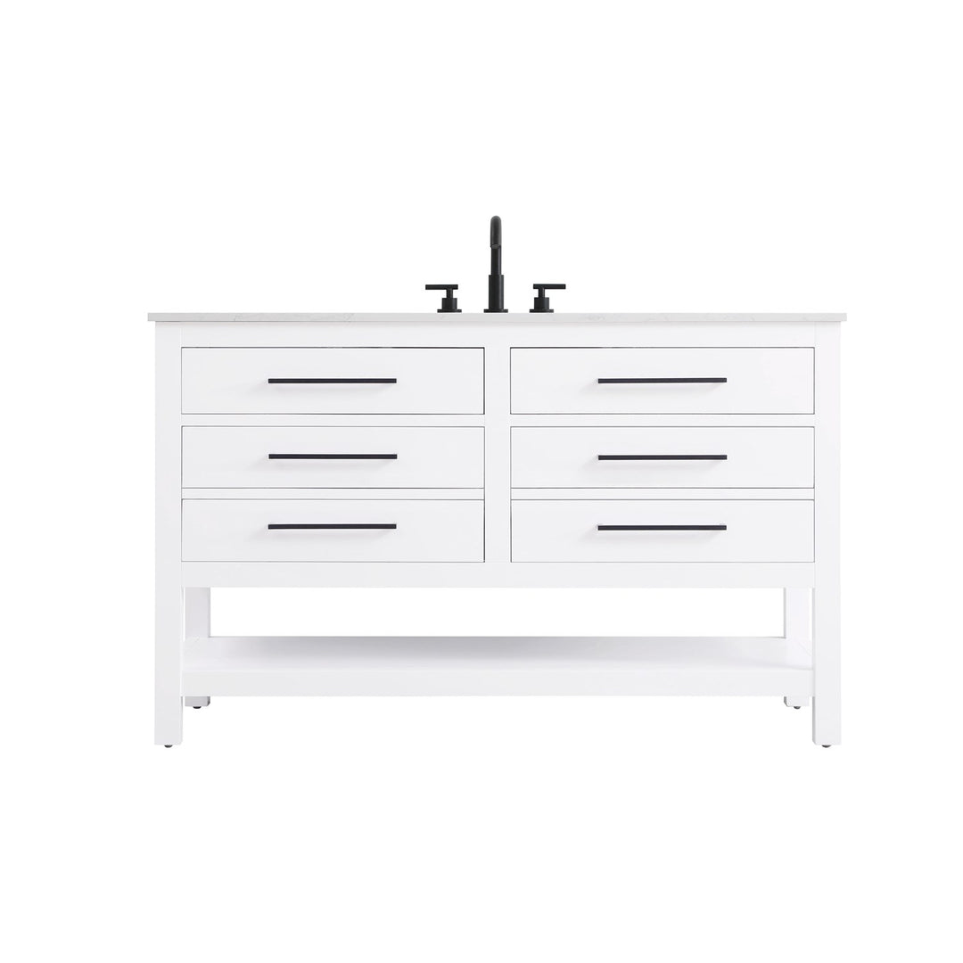 54 Inch Single Bathroom Vanity In White - View 3 - Joshua Marshal
