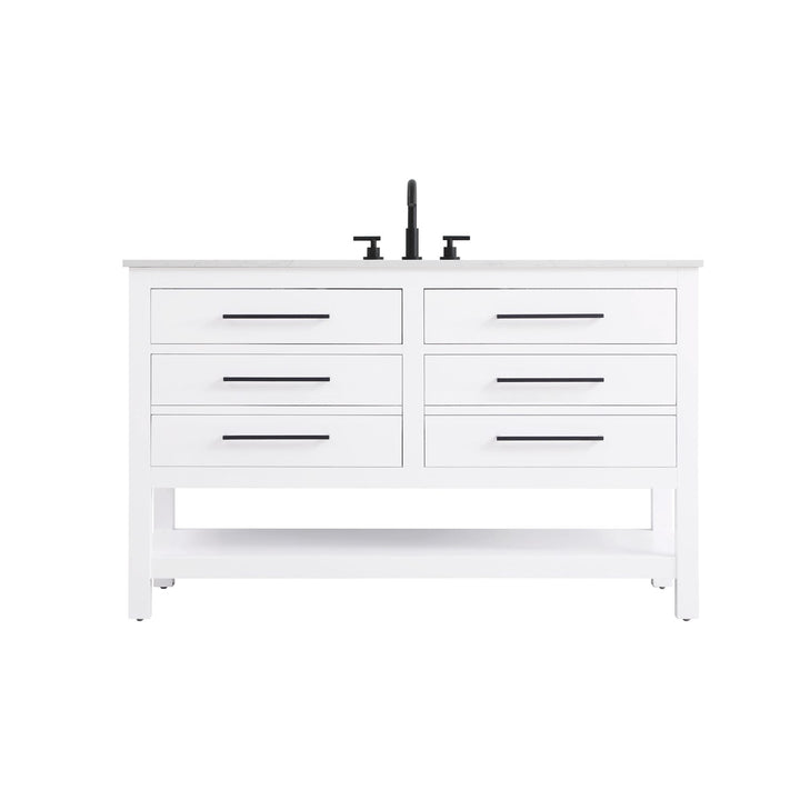 54 Inch Single Bathroom Vanity In White - View 3 - Joshua Marshal