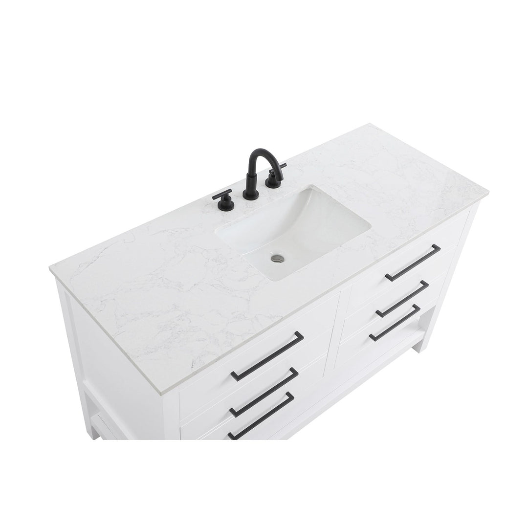 54 Inch Single Bathroom Vanity In White - View 5 - Joshua Marshal
