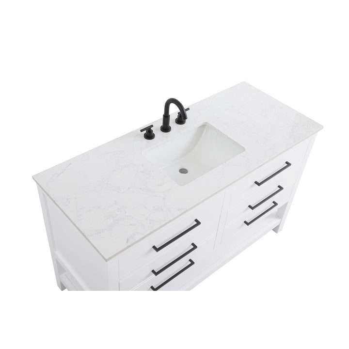 54 Inch Single Bathroom Vanity In White - View 5 - Joshua Marshal