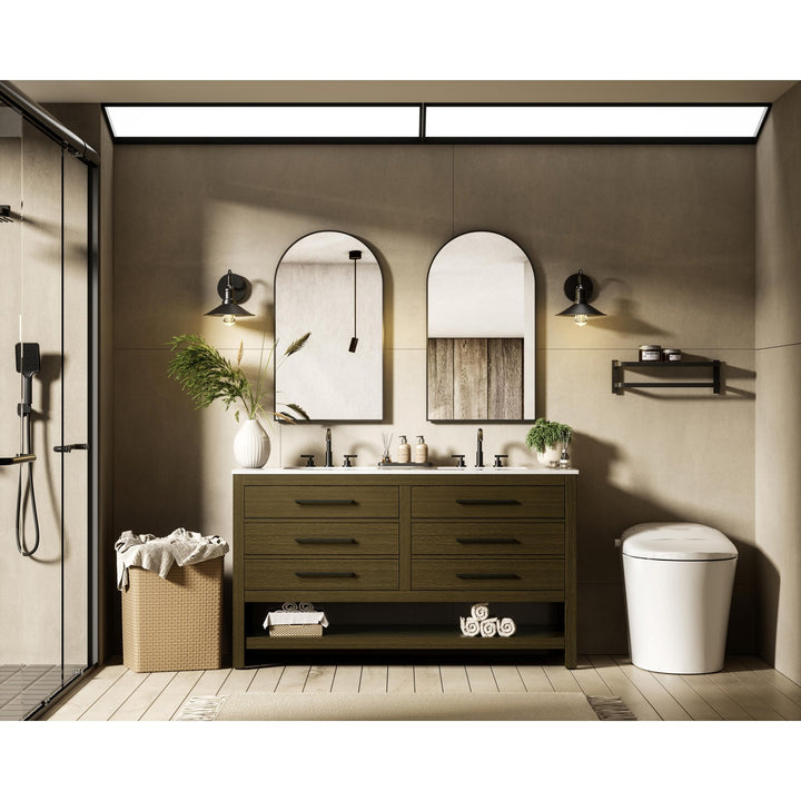 60 Inch Double Bathroom Vanity In Chestnut Brown - View 2 - Joshua Marshal
