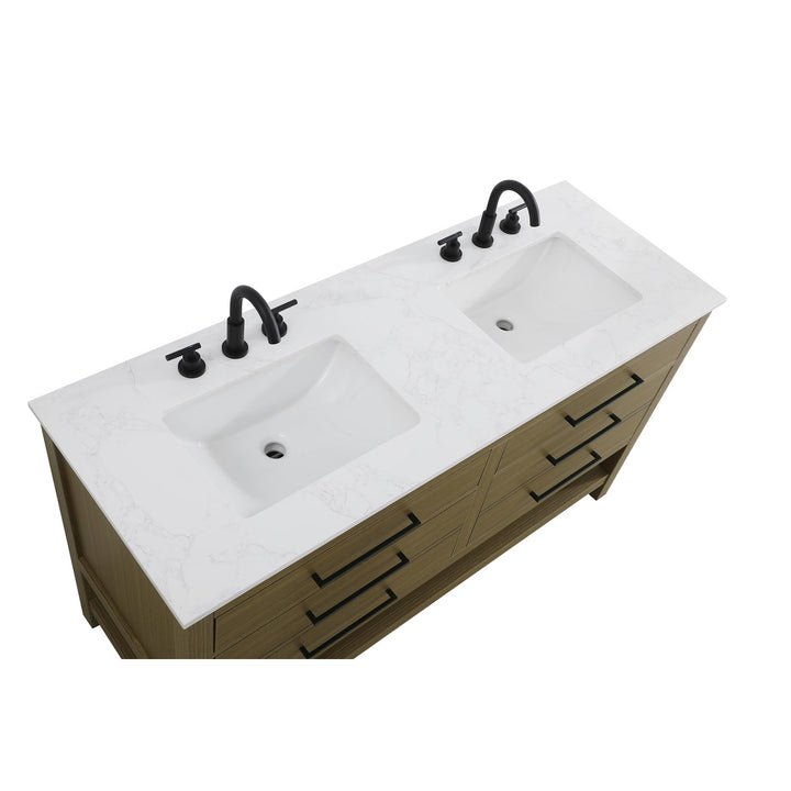 60 Inch Double Bathroom Vanity In Chestnut Brown - View 5 - Joshua Marshal