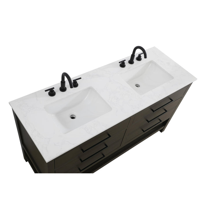 60 Inch Double Bathroom Vanity In Mocha Brown - View 5 - Joshua Marshal