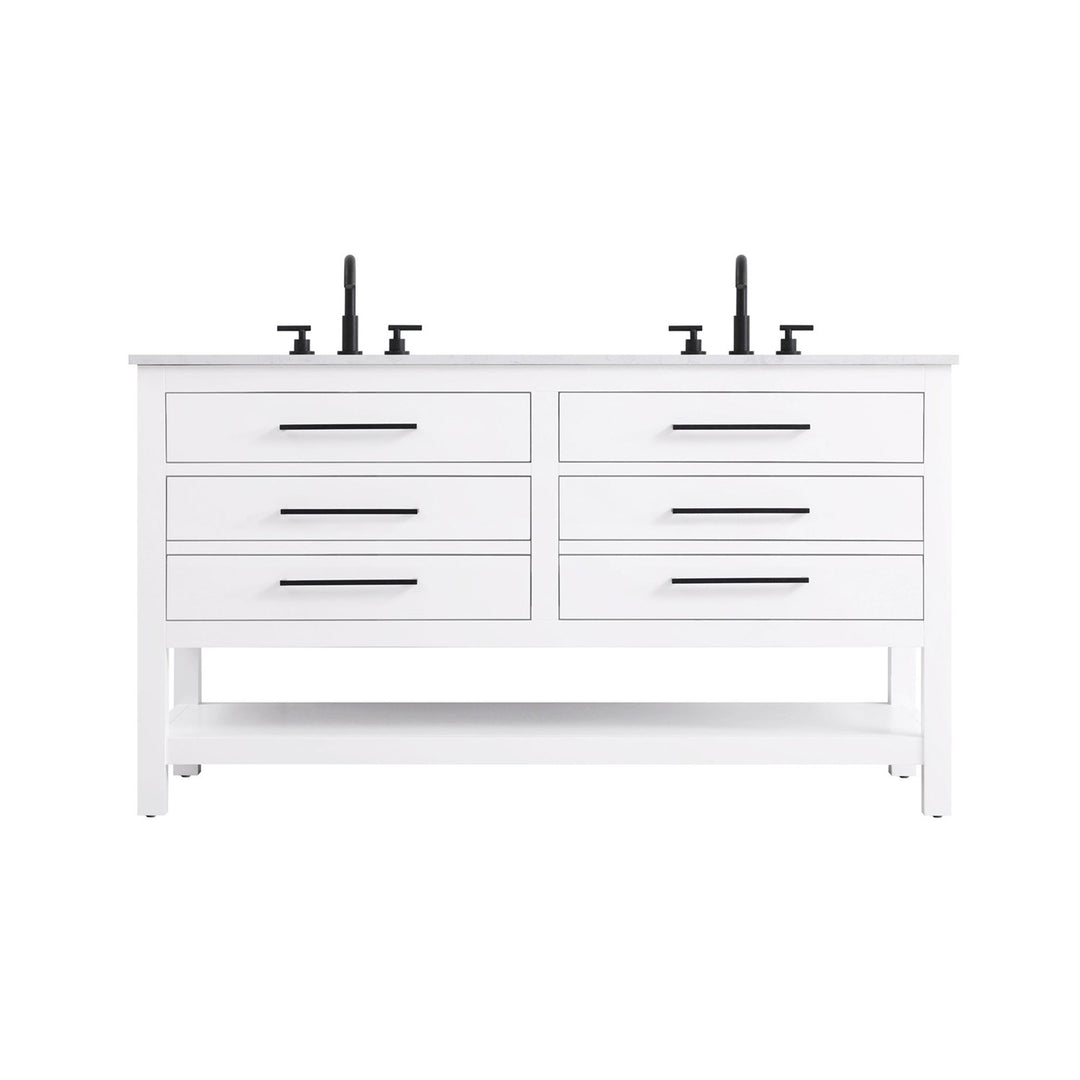 60 Inch Double Bathroom Vanity In White - View 3 - Joshua Marshal