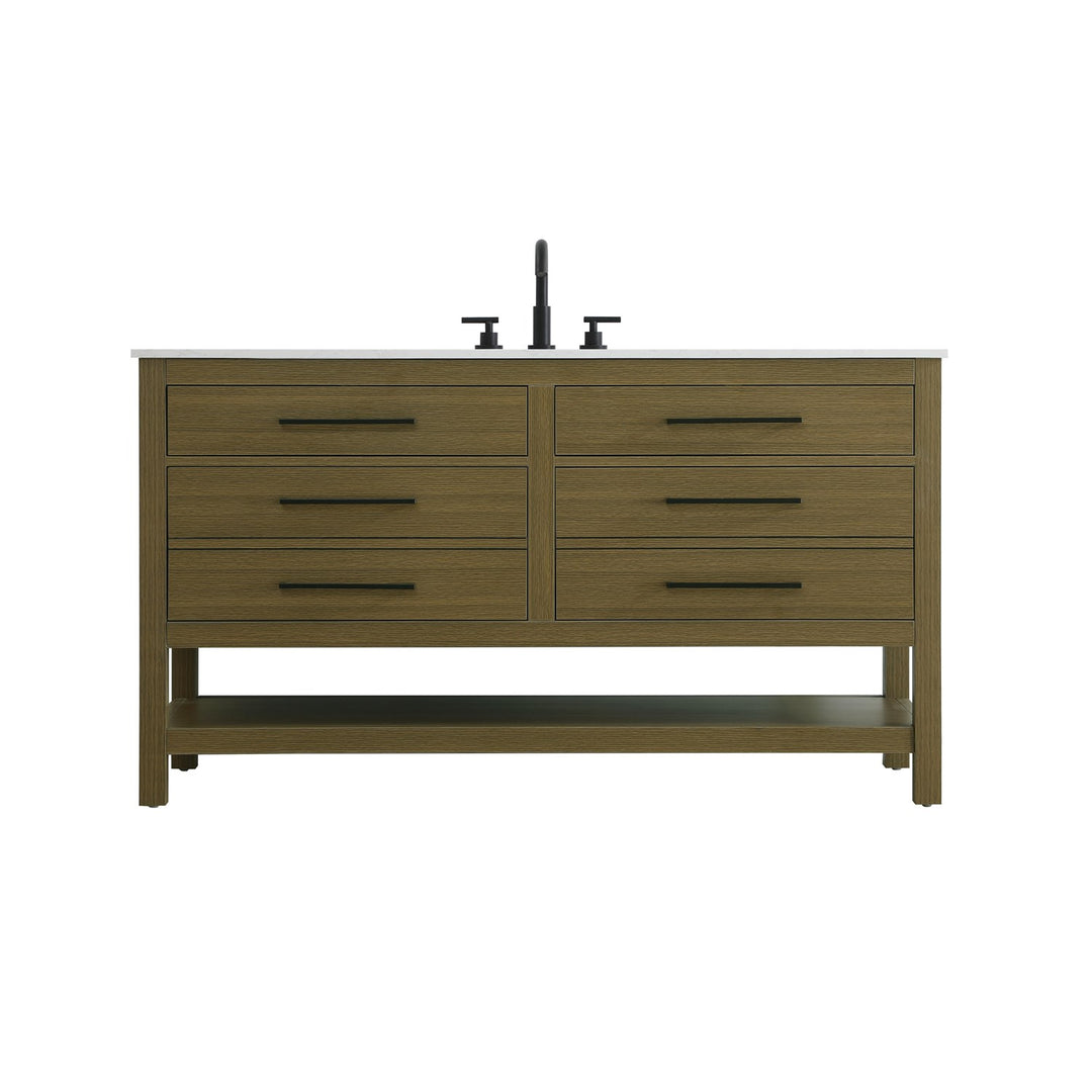 60 Inch Single Bathroom Vanity In Chestnut Brown - View 3 - Joshua Marshal