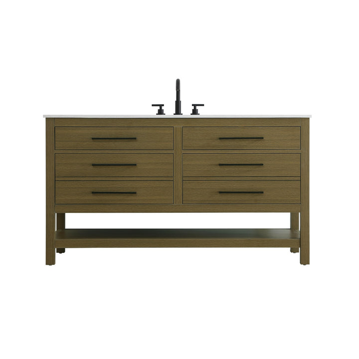60 Inch Single Bathroom Vanity In Chestnut Brown - View 3 - Joshua Marshal