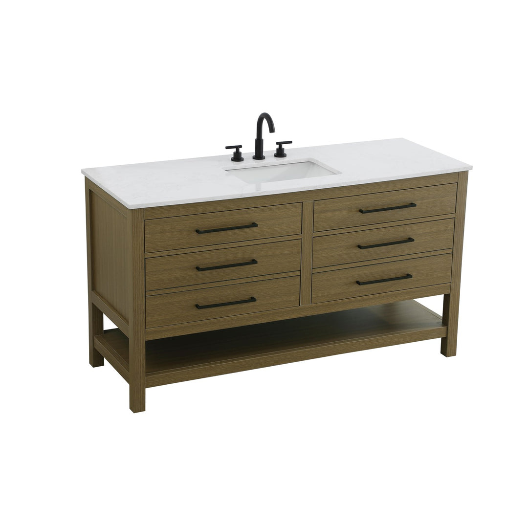60 Inch Single Bathroom Vanity In Chestnut Brown - View 5 - Joshua Marshal