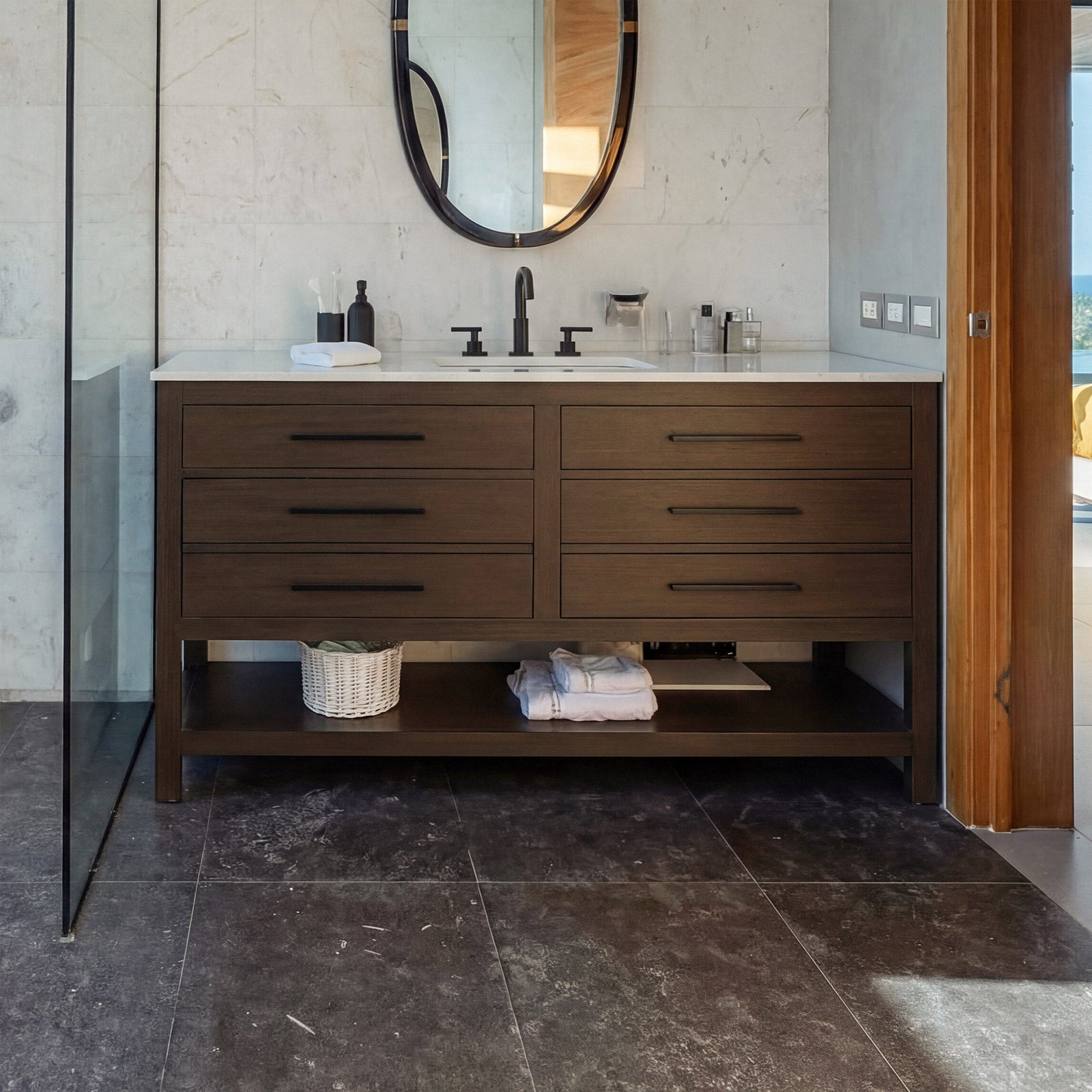 60 Inch Single Bathroom Vanity In Mocha Brown Mocha Brown Finish - KITCHEN & BATH by Joshua Marshal