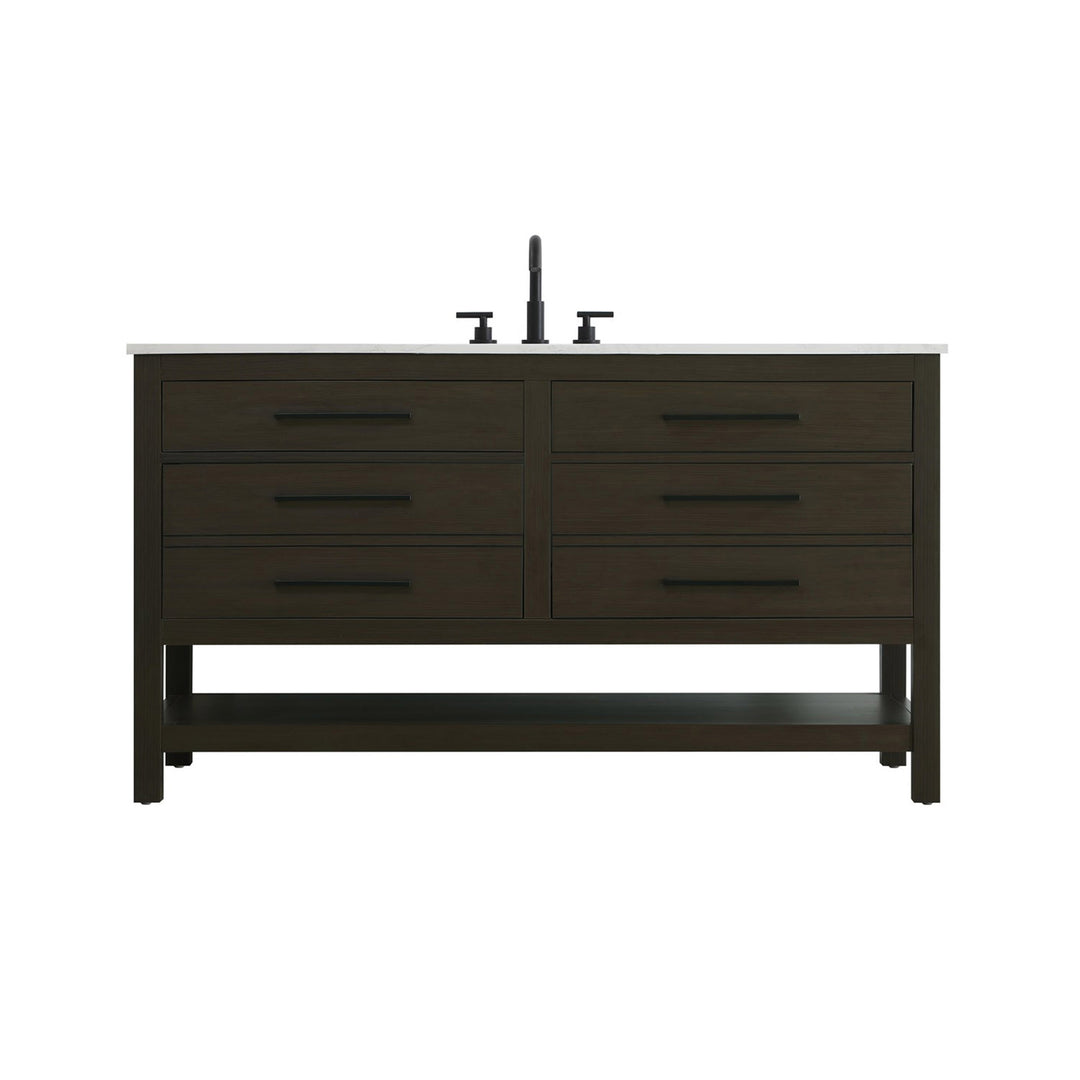 60 Inch Single Bathroom Vanity In Mocha Brown - View 3 - Joshua Marshal