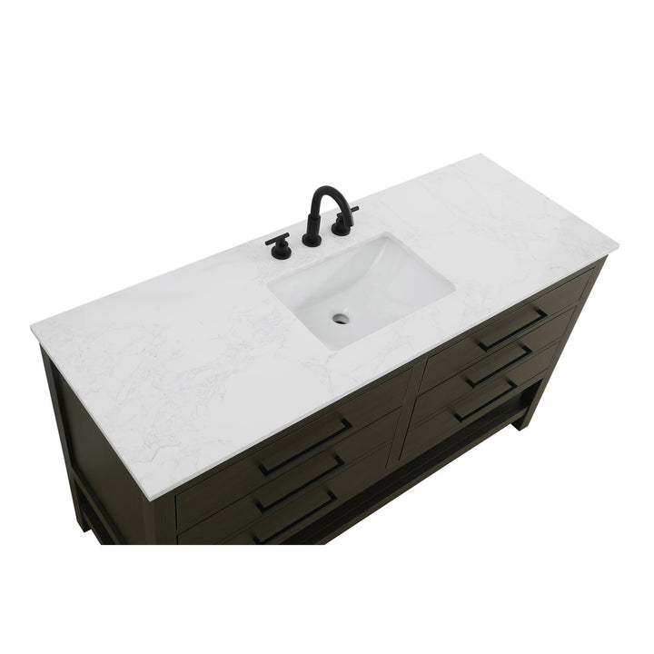 60 Inch Single Bathroom Vanity In Mocha Brown - View 6 - Joshua Marshal