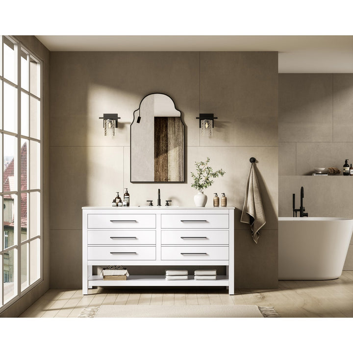 60 Inch Single Bathroom Vanity In White - View 2 - Joshua Marshal