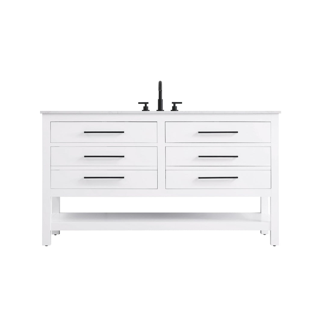 60 Inch Single Bathroom Vanity In White - View 3 - Joshua Marshal