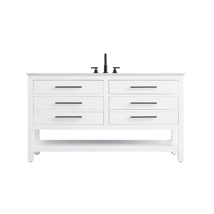 60 Inch Single Bathroom Vanity In White - View 3 - Joshua Marshal