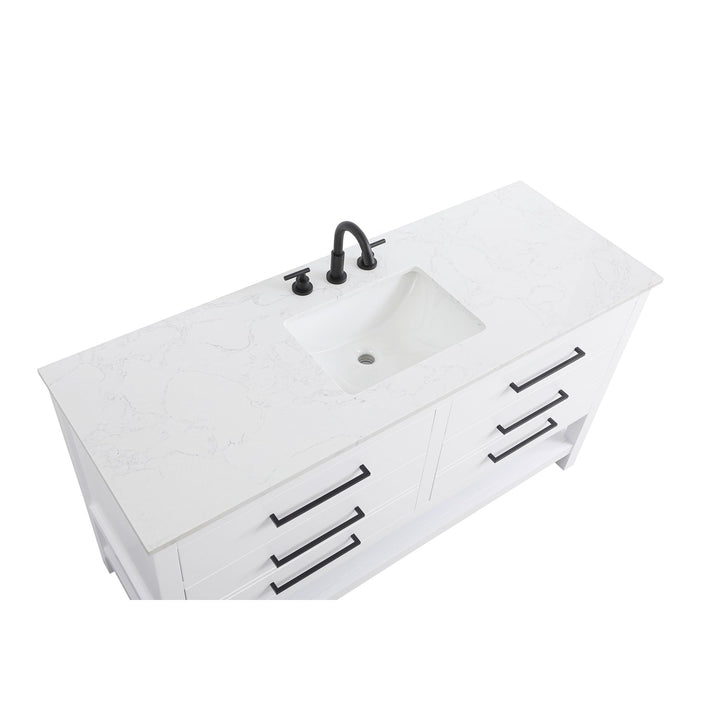 60 Inch Single Bathroom Vanity In White - View 5 - Joshua Marshal