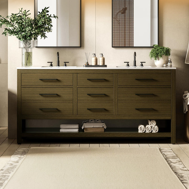72 Inch Double Bathroom Vanity In Chestnut Brown Chestnut Brown Finish - KITCHEN & BATH by Joshua Marshal