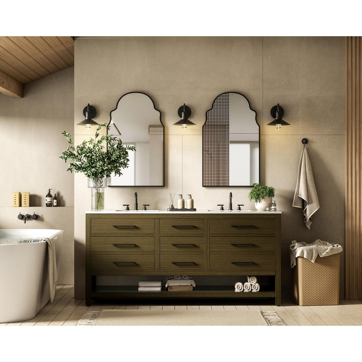 72 Inch Double Bathroom Vanity In Chestnut Brown - View 2 - Joshua Marshal