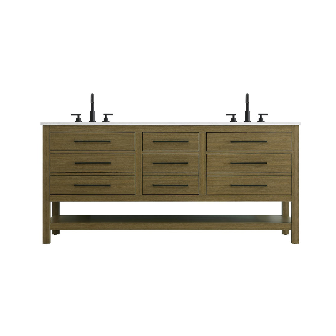 72 Inch Double Bathroom Vanity In Chestnut Brown - View 3 - Joshua Marshal