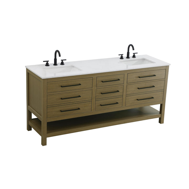 72 Inch Double Bathroom Vanity In Chestnut Brown - View 5 - Joshua Marshal
