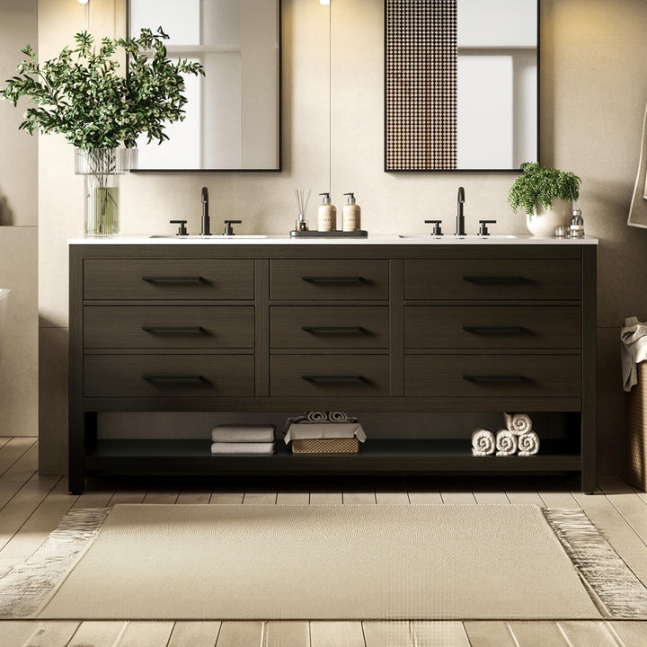 72 Inch Double Bathroom Vanity In Mocha Brown Mocha Brown Finish - KITCHEN & BATH by Joshua Marshal
