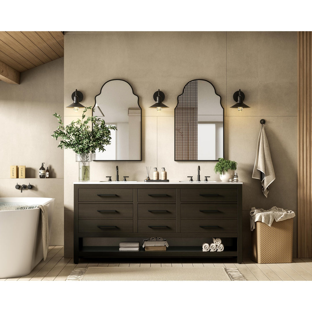 72 Inch Double Bathroom Vanity In Mocha Brown - View 2 - Joshua Marshal