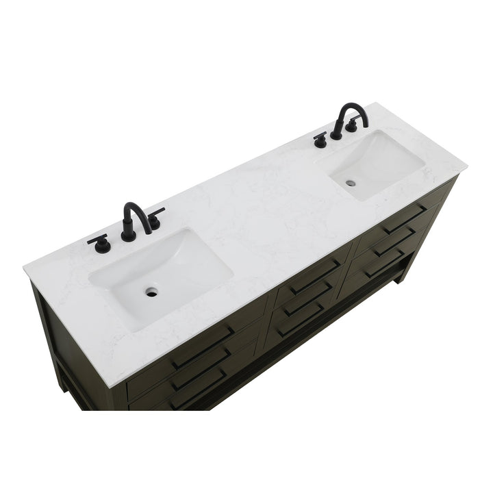 72 Inch Double Bathroom Vanity In Mocha Brown - View 5 - Joshua Marshal