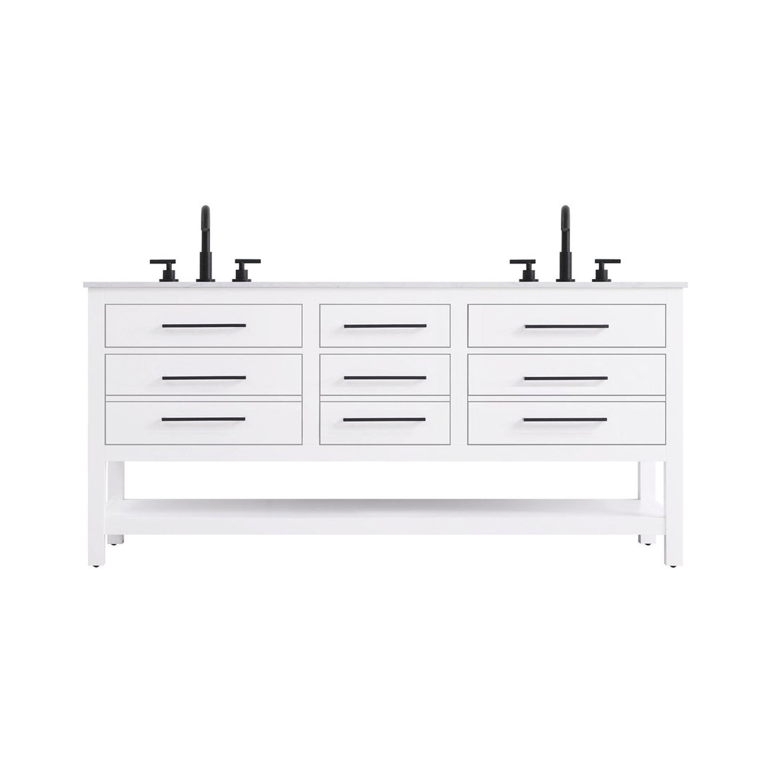 72 Inch Double Bathroom Vanity In White - View 3 - Joshua Marshal