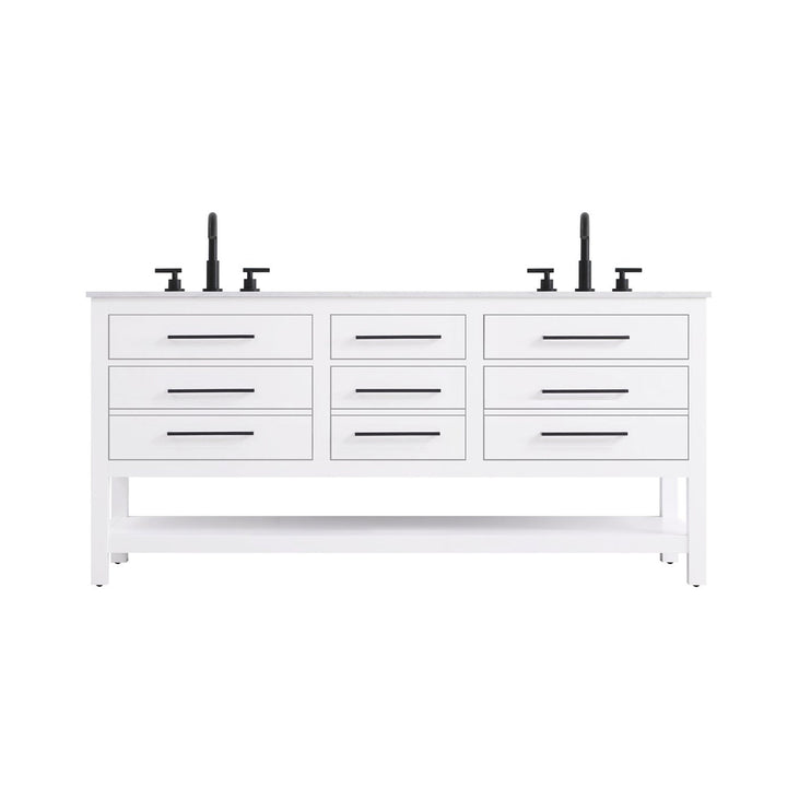 72 Inch Double Bathroom Vanity In White - View 3 - Joshua Marshal