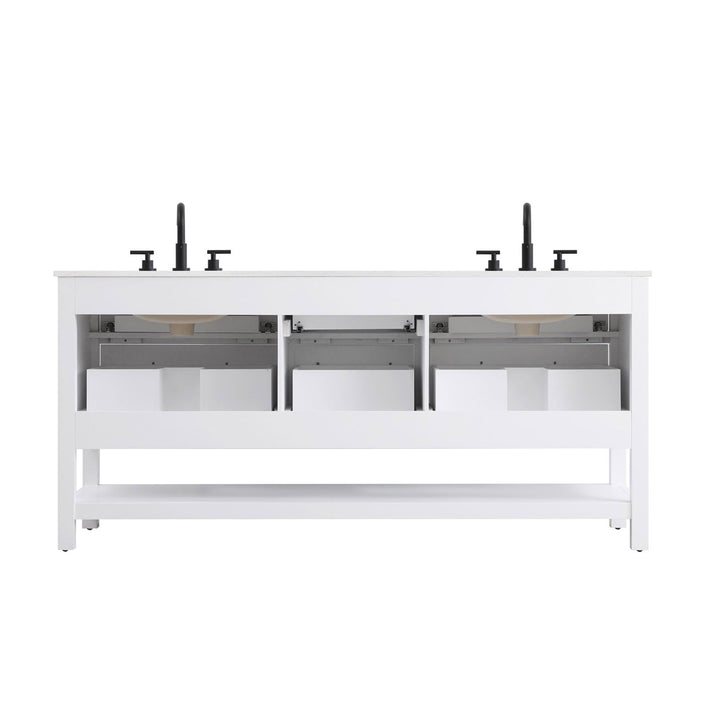 72 Inch Double Bathroom Vanity In White - View 6 - Joshua Marshal