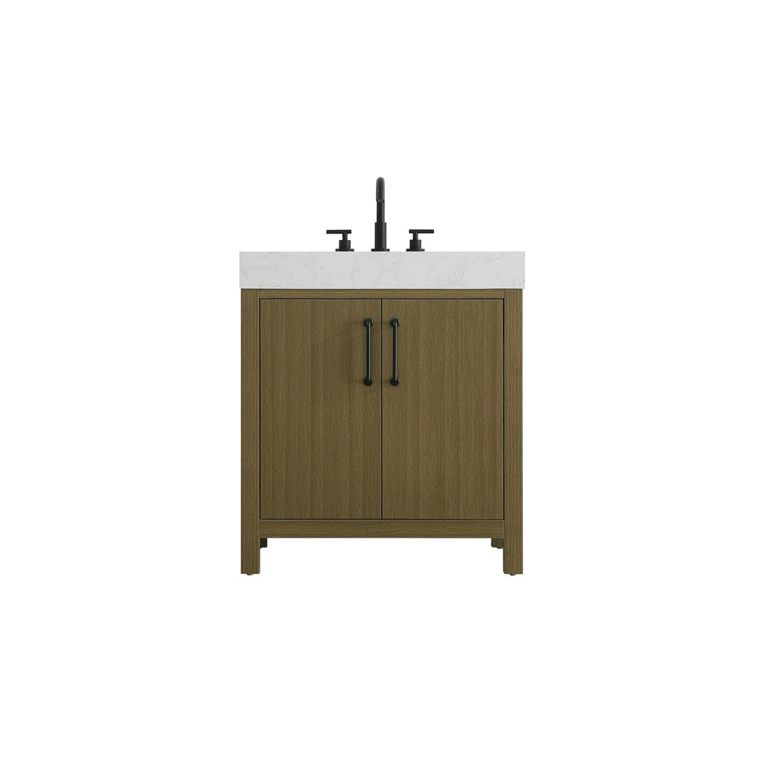 30 Inch Single Bathroom Vanity In Chestnut Brown - View 3 - Joshua Marshal