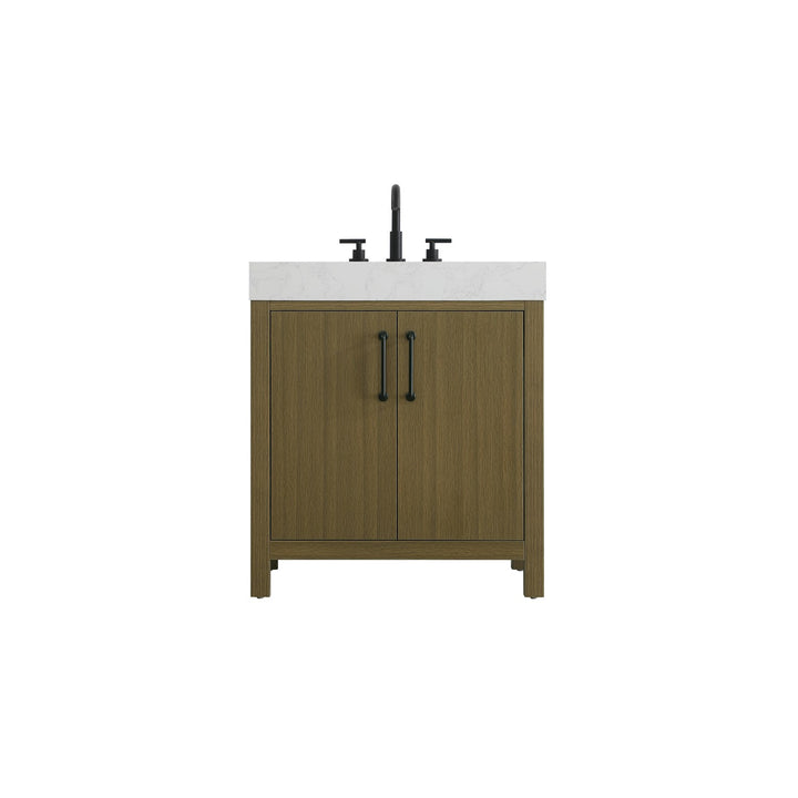 30 Inch Single Bathroom Vanity In Chestnut Brown - View 3 - Joshua Marshal