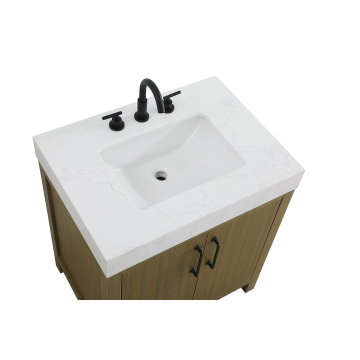 30 Inch Single Bathroom Vanity In Chestnut Brown - View 5 - Joshua Marshal