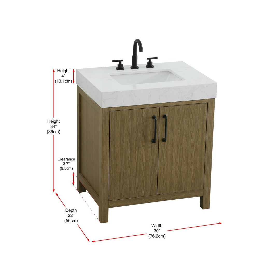 30 Inch Single Bathroom Vanity In Chestnut Brown - View 6 - Joshua Marshal