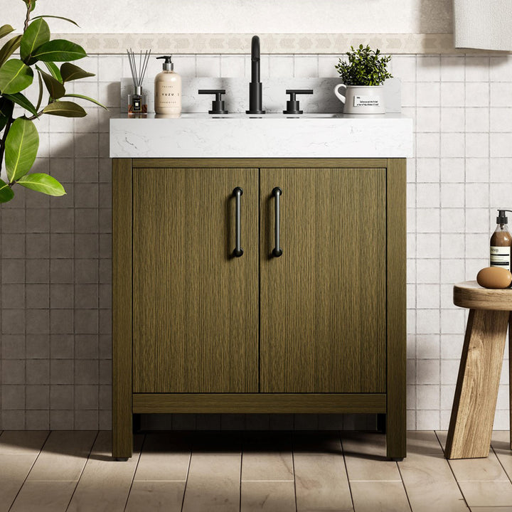30 Inch Single Bathroom Vanity In Chestnut Brown With Backsplash Chestnut Brown Finish - KITCHEN & BATH by Joshua Marshal