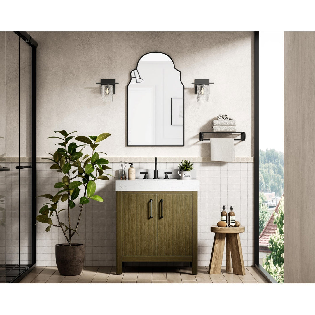 30 Inch Single Bathroom Vanity In Chestnut Brown With Backsplash - View 2 - Joshua Marshal