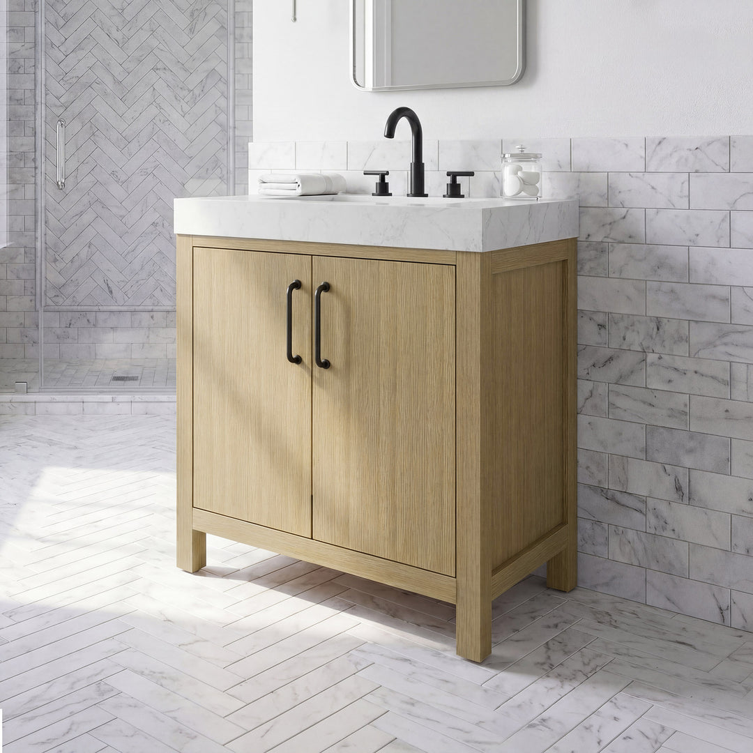30 Inch Single Bathroom Vanity In Honey Brown Honey Brown Finish - KITCHEN & BATH by Joshua Marshal