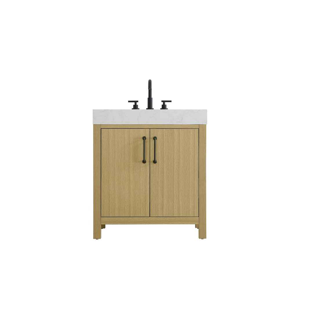 30 Inch Single Bathroom Vanity In Honey Brown - View 3 - Joshua Marshal