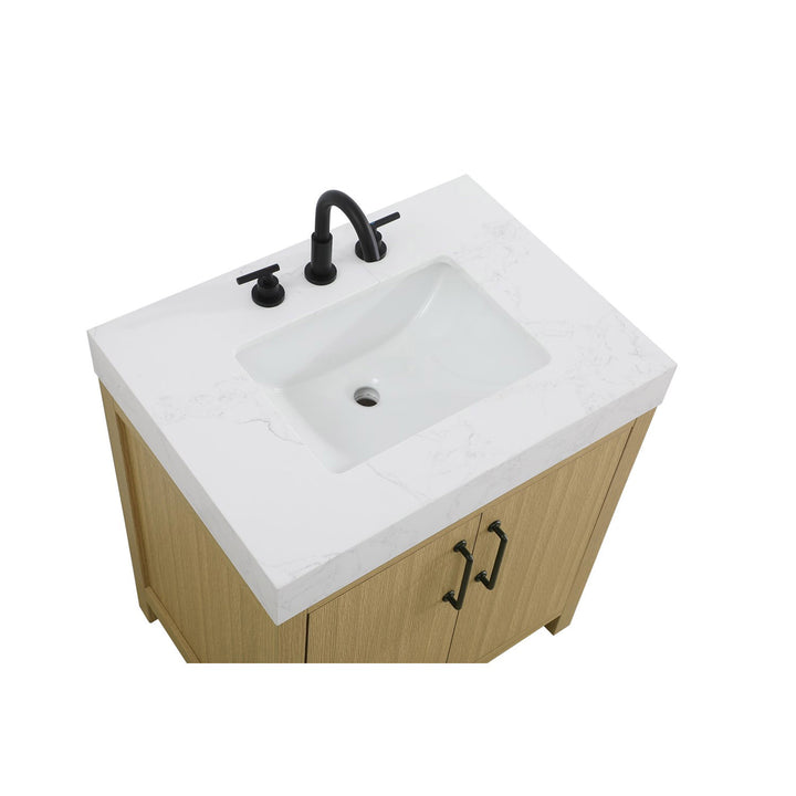 30 Inch Single Bathroom Vanity In Honey Brown - View 5 - Joshua Marshal