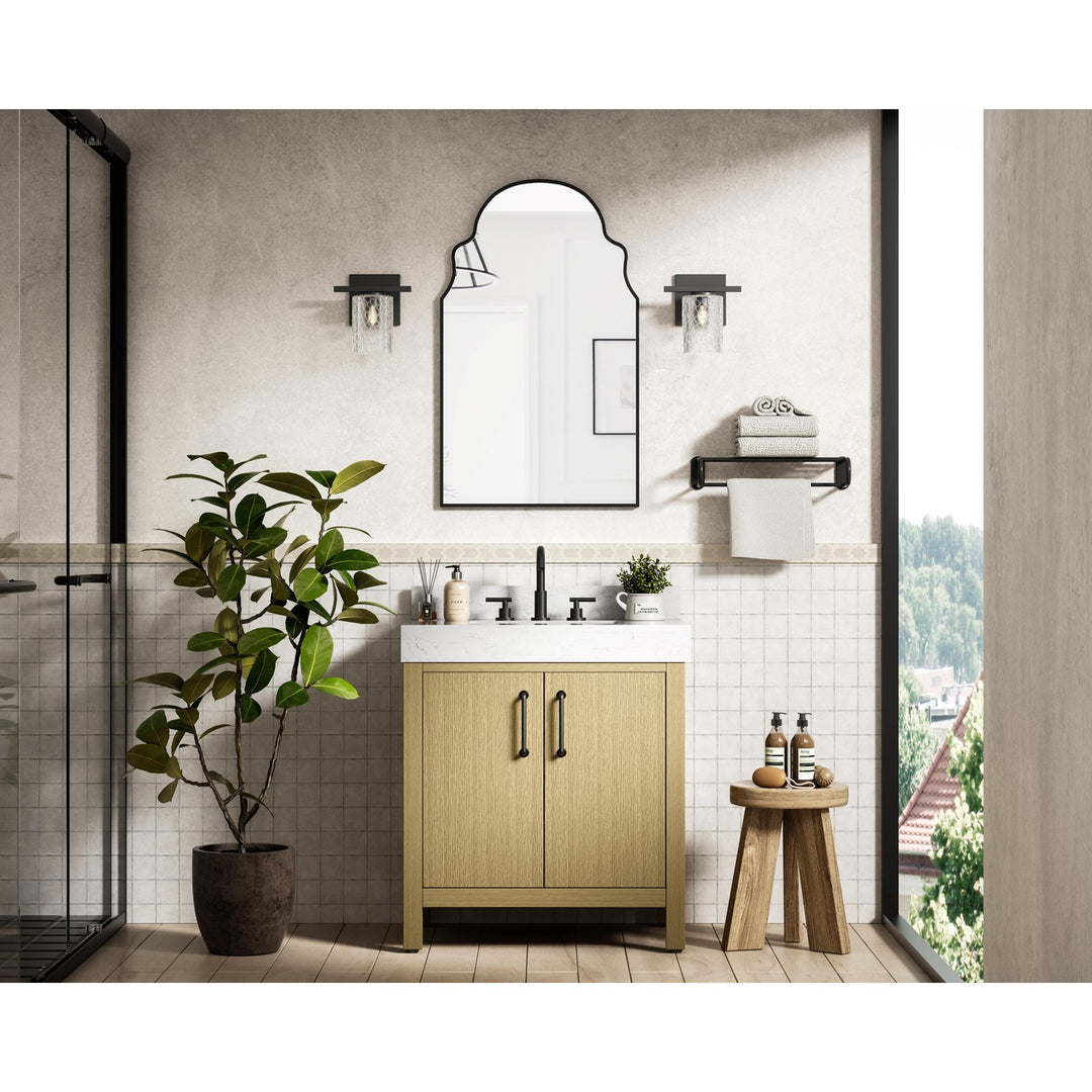 30 Inch Single Bathroom Vanity In Honey Brown With Backsplash - View 2 - Joshua Marshal