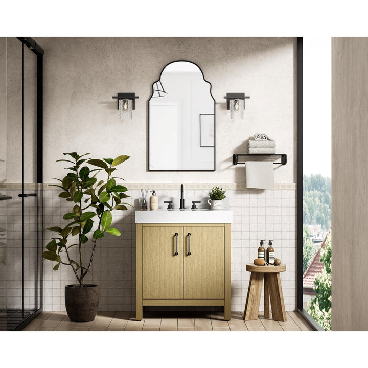 30 Inch Single Bathroom Vanity In Honey Brown With Backsplash - View 2 - Joshua Marshal