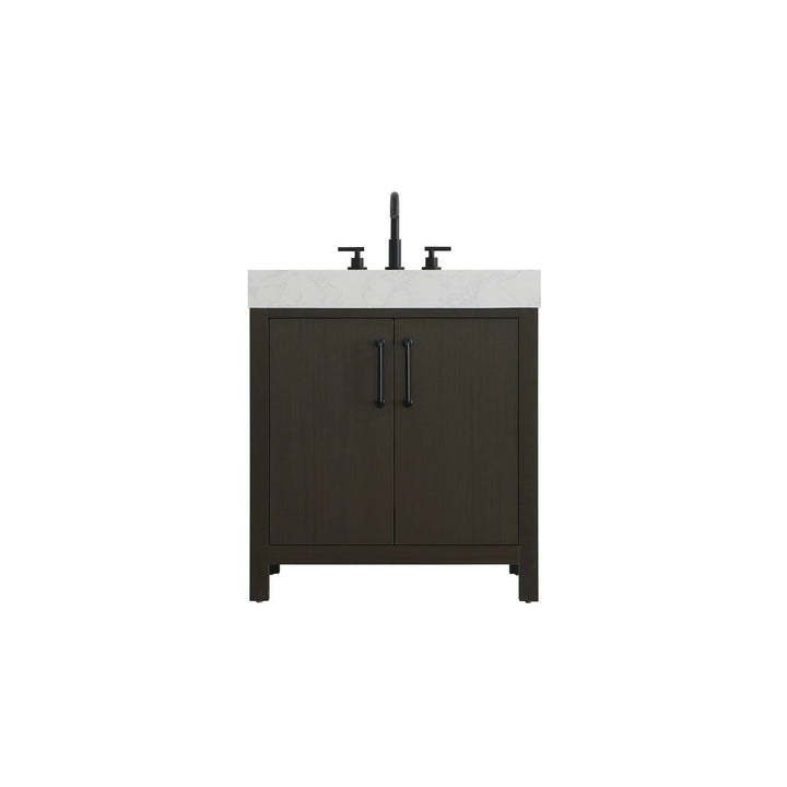 30 Inch Single Bathroom Vanity In Mocha Brown - View 3 - Joshua Marshal