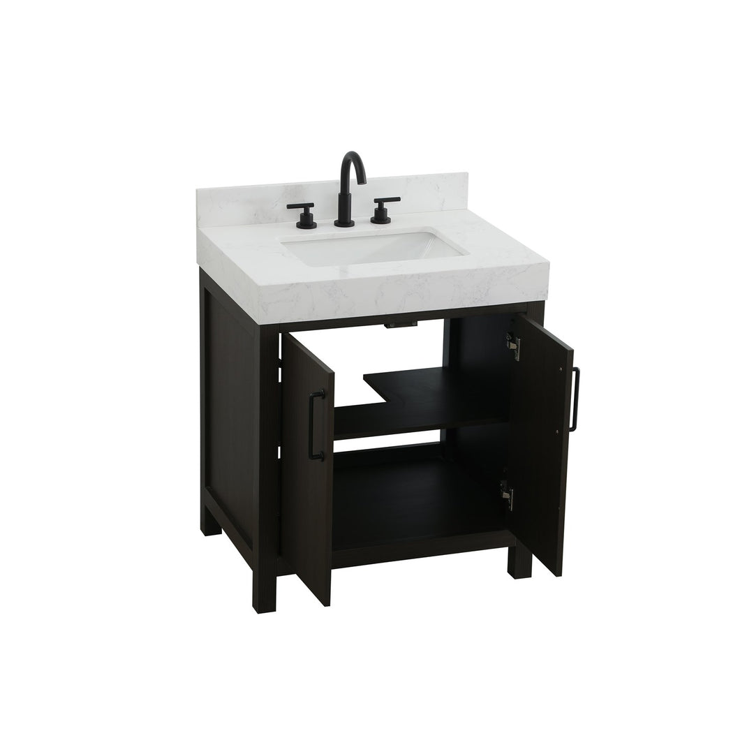 30 Inch Single Bathroom Vanity In Mocha Brown - View 4 - Joshua Marshal
