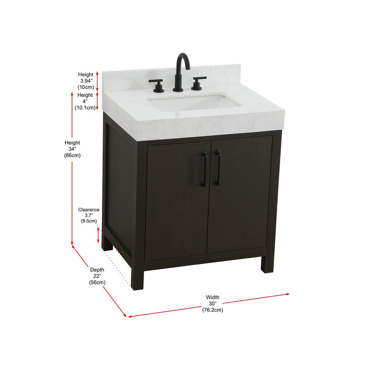 30 Inch Single Bathroom Vanity In Mocha Brown - View 6 - Joshua Marshal