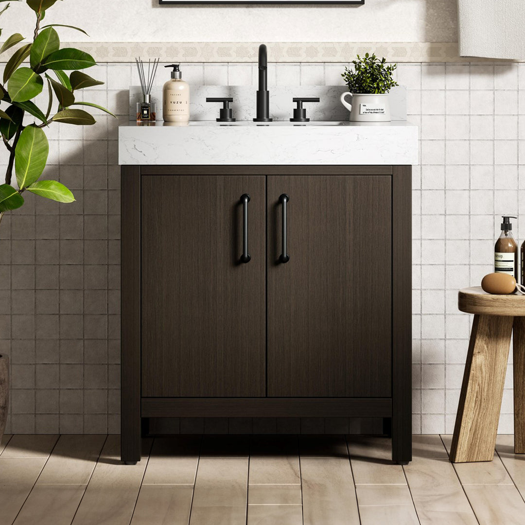 30 Inch Single Bathroom Vanity In Mocha Brown With Backsplash Mocha Brown Finish - KITCHEN & BATH by Joshua Marshal