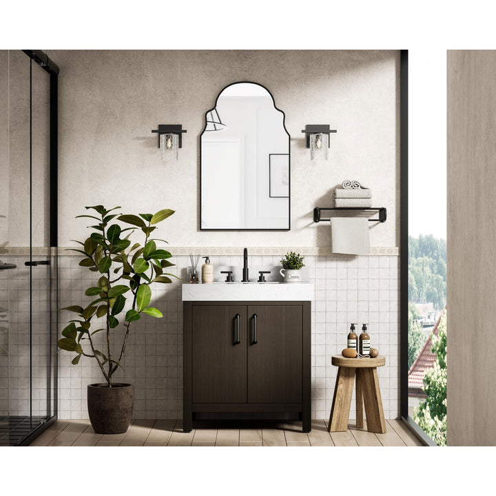 30 Inch Single Bathroom Vanity In Mocha Brown With Backsplash - View 2 - Joshua Marshal