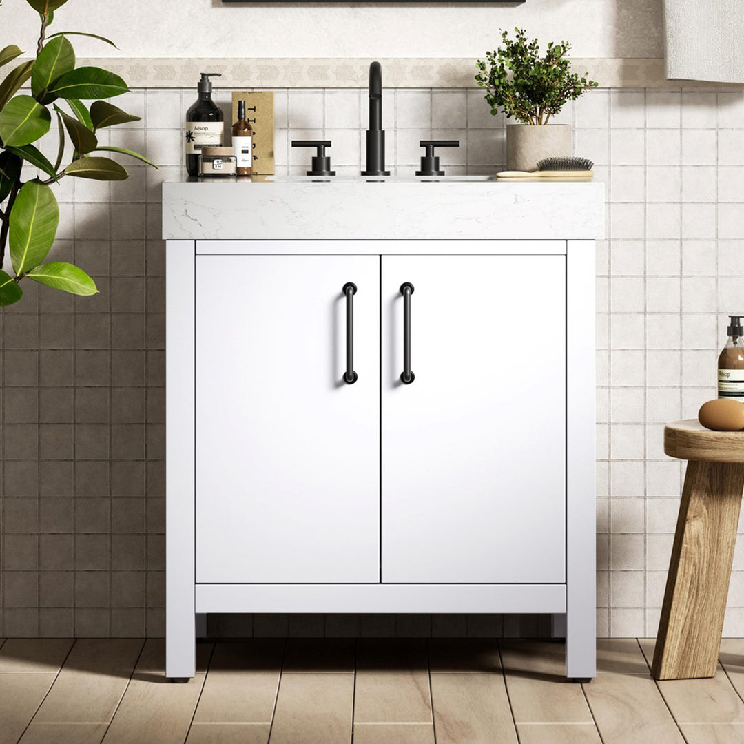 30 Inch Single Bathroom Vanity In White White Finish - KITCHEN & BATH by Joshua Marshal